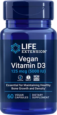 沿寿LIFE - 纯素维生素D3 125微克 60粒素食胶囊