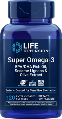 沿寿LIFE - 超级Omega-3 EPADHA鱼油、芝麻木脂素与橄榄提取物(肠溶包衣) 120粒肠溶软胶囊
