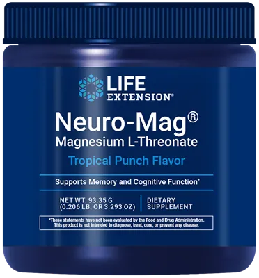 沿寿LIFE - Neuro-Mag 左旋苏糖酸镁粉末 (热带水果味) 93.35克