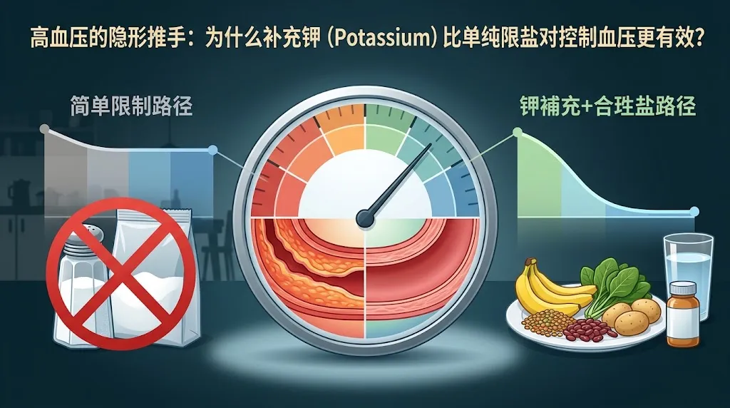 高血压的隐形推手：为什么补充钾（Potassium）比单纯限盐对控制血压更有效？