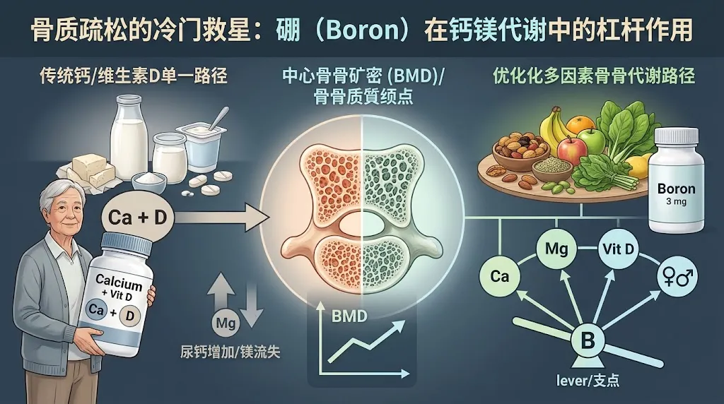 骨质疏松的冷门救星：硼（Boron）在钙镁代谢中的杠杆作用