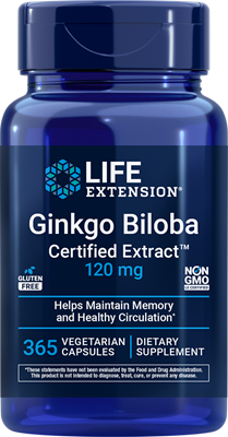 沿寿LIFE - 银杏叶标准化提取物 120毫克 365粒素食胶囊